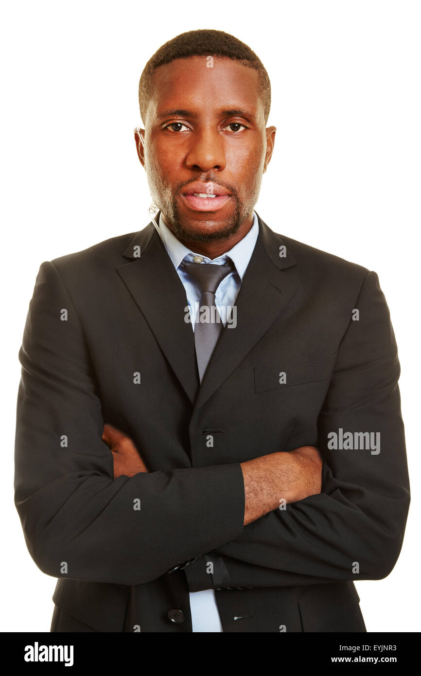 L'uomo africano come guardia del corpo con cuffia in ear Foto Stock