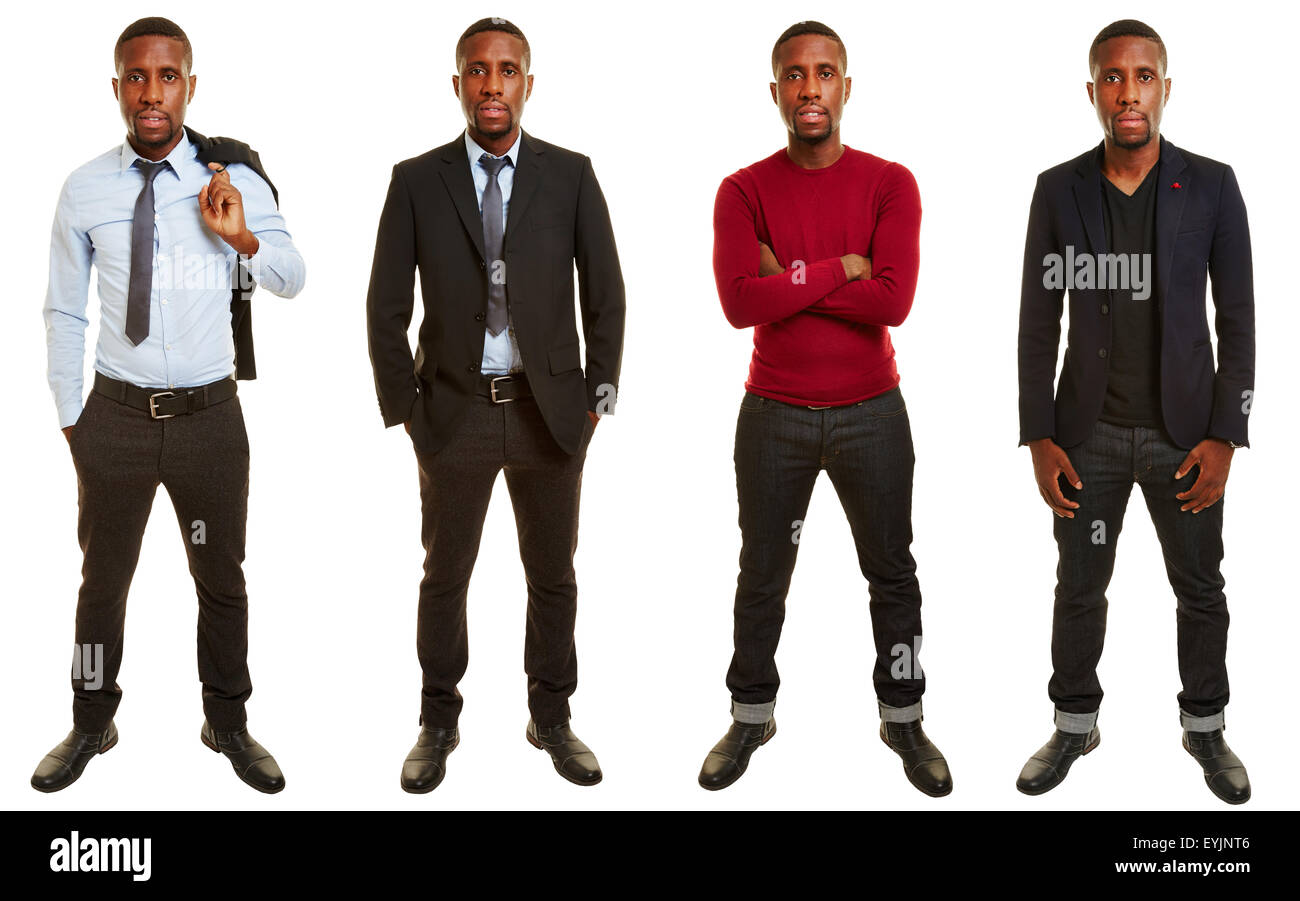 Versioni Di Uomo Africano Con Abiti Diversi In Casual E Abbigliamento Business Foto Stock Alamy