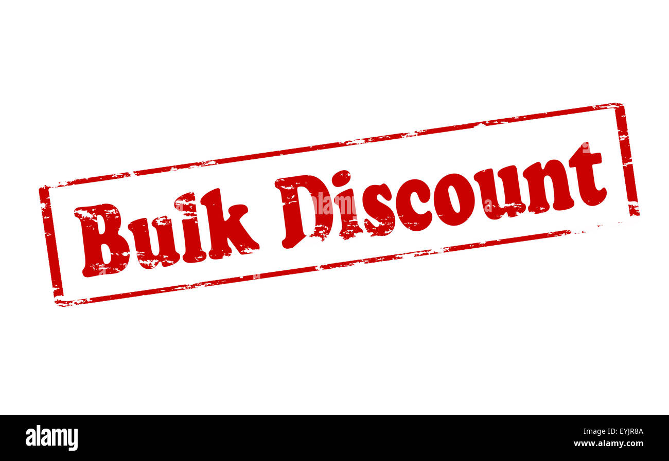 Timbro di gomma con testo sconto bulk interno, illustrazione vettoriale Foto Stock