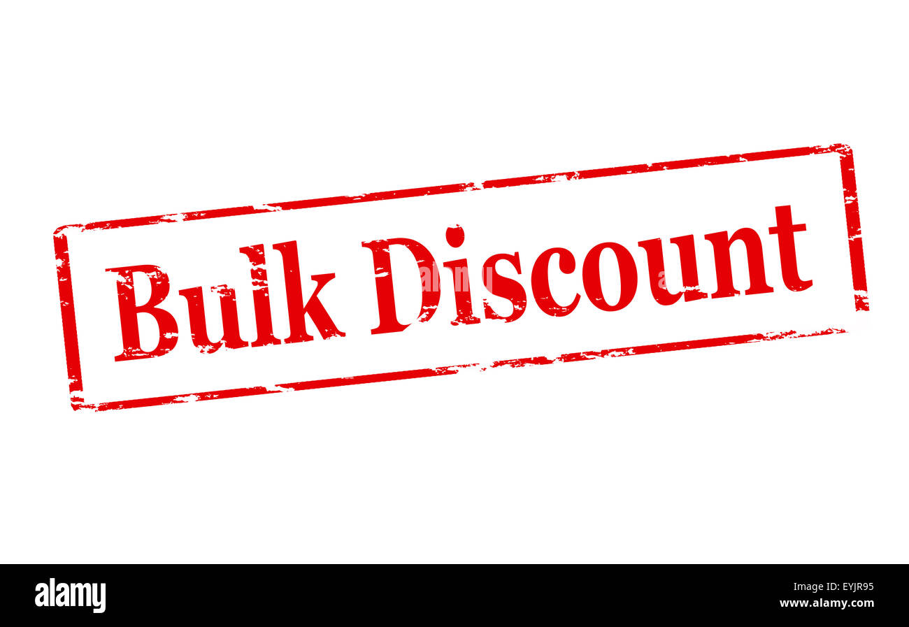 Timbro di gomma con testo sconto bulk interno, illustrazione vettoriale Foto Stock