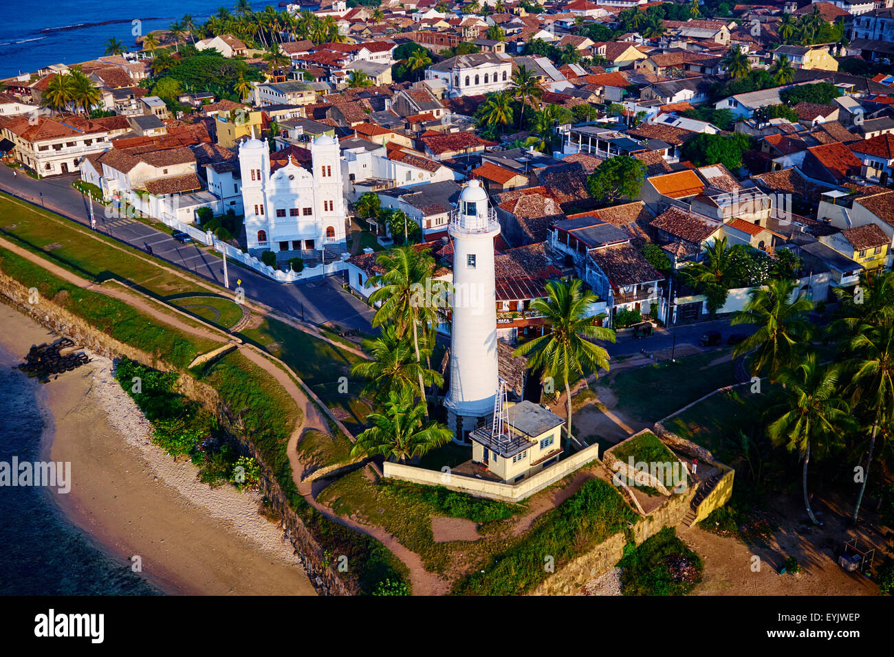Sri Lanka, della Provincia Meridionale, South Coast Beach, città di Galle, Fort olandese, sito Patrimonio Mondiale dell'UNESCO, vista aerea Foto Stock
