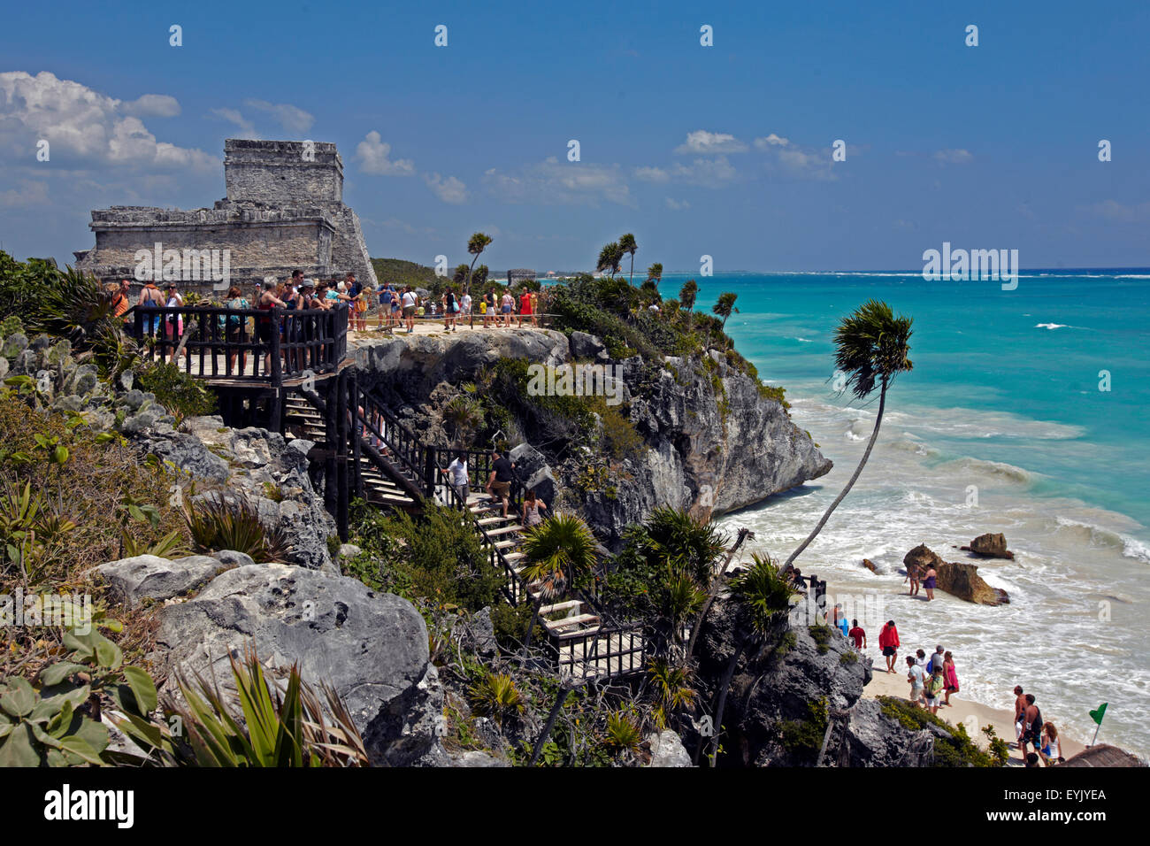 America, Messico, Quintana Roo stato, Tulum, unica arqueological mayanalong il mare Foto Stock