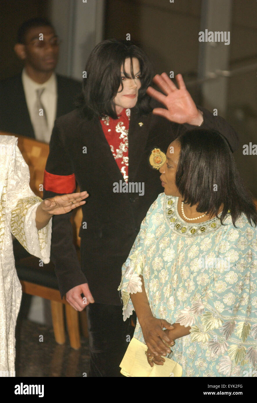 La Pop Star Michael Jackson partecipa a un evento presso l ambasciata etiopica prima di ricevere il premio umanitario da ambasciatori africani coniugi' Association di Washington D.C.. Foto Stock