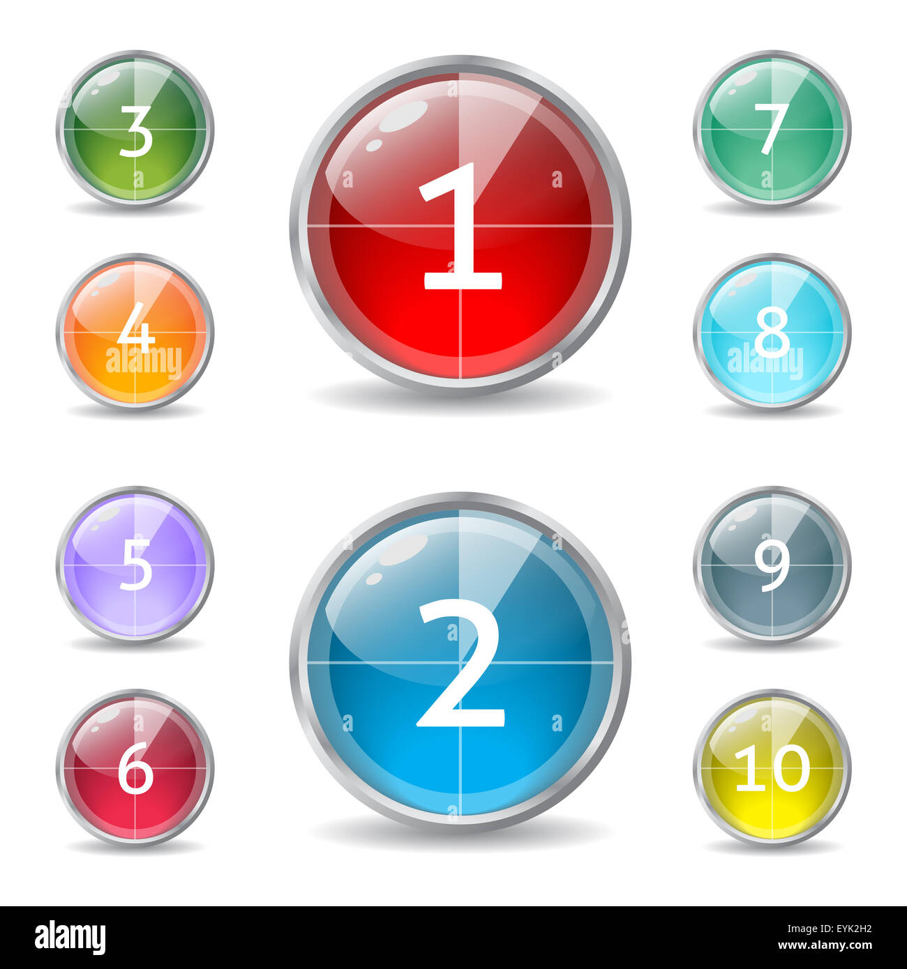 Cool lucido pulsanti con torta di conto alla rovescia e numeri Foto Stock