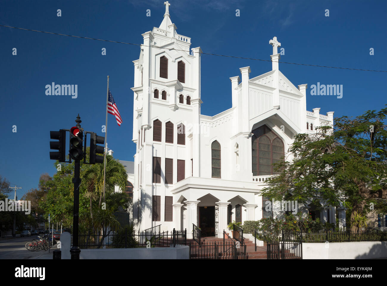 SAINT PAUL chiesa episcopale Duval Street, Quartiere Storico di Key West Florida USA Foto Stock