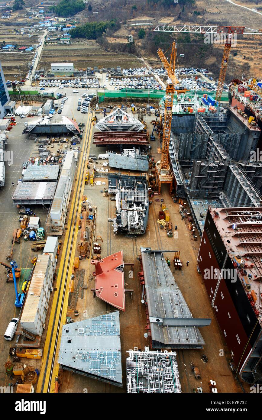 Porto di spedizione, vista in elevazione, GoSeong-gun, Corea del Sud Foto Stock