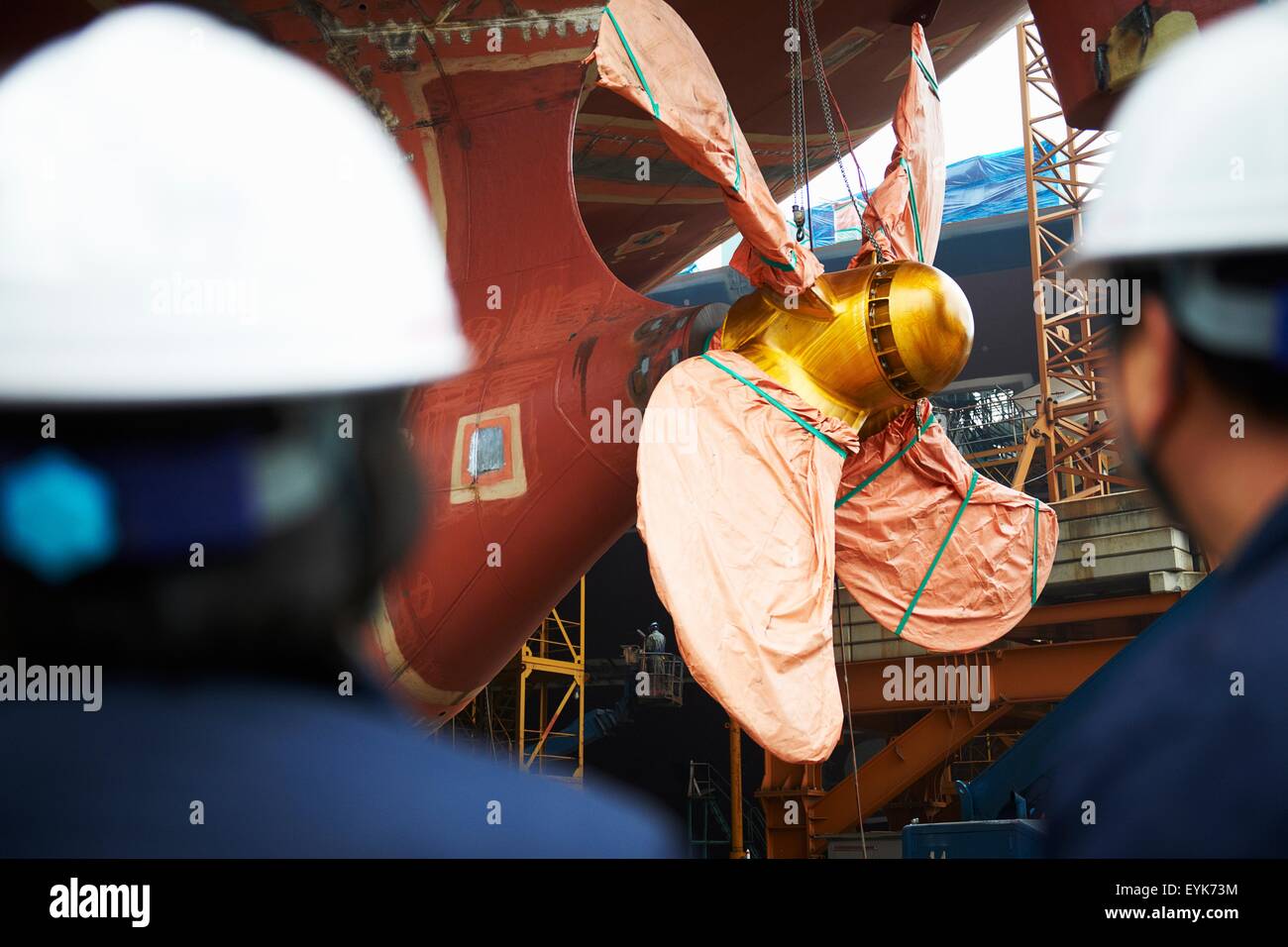 Dettaglio della nave in cantiere, GoSeong-gun, Corea del Sud Foto Stock