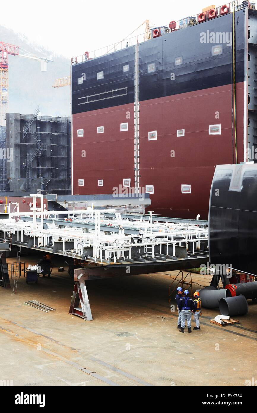 Porto di spedizione, vista in elevazione, GoSeong-gun, Corea del Sud Foto Stock