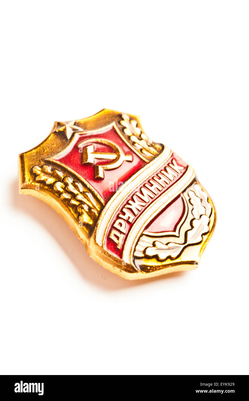 Vintage sovietica distintivo di un Druzhinnik Foto Stock