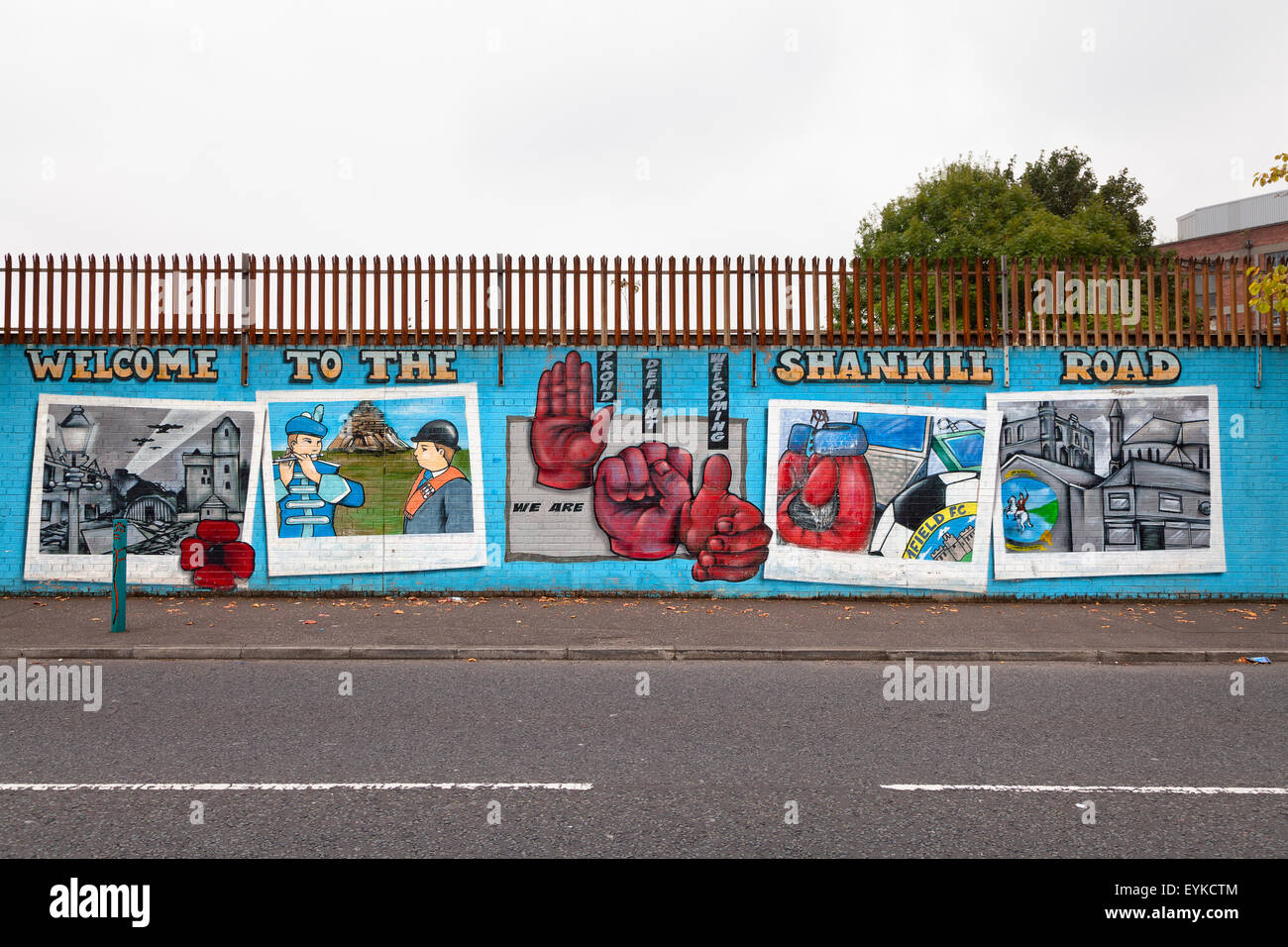 Benvenuto a Shankill Road murale, Belfast Foto Stock