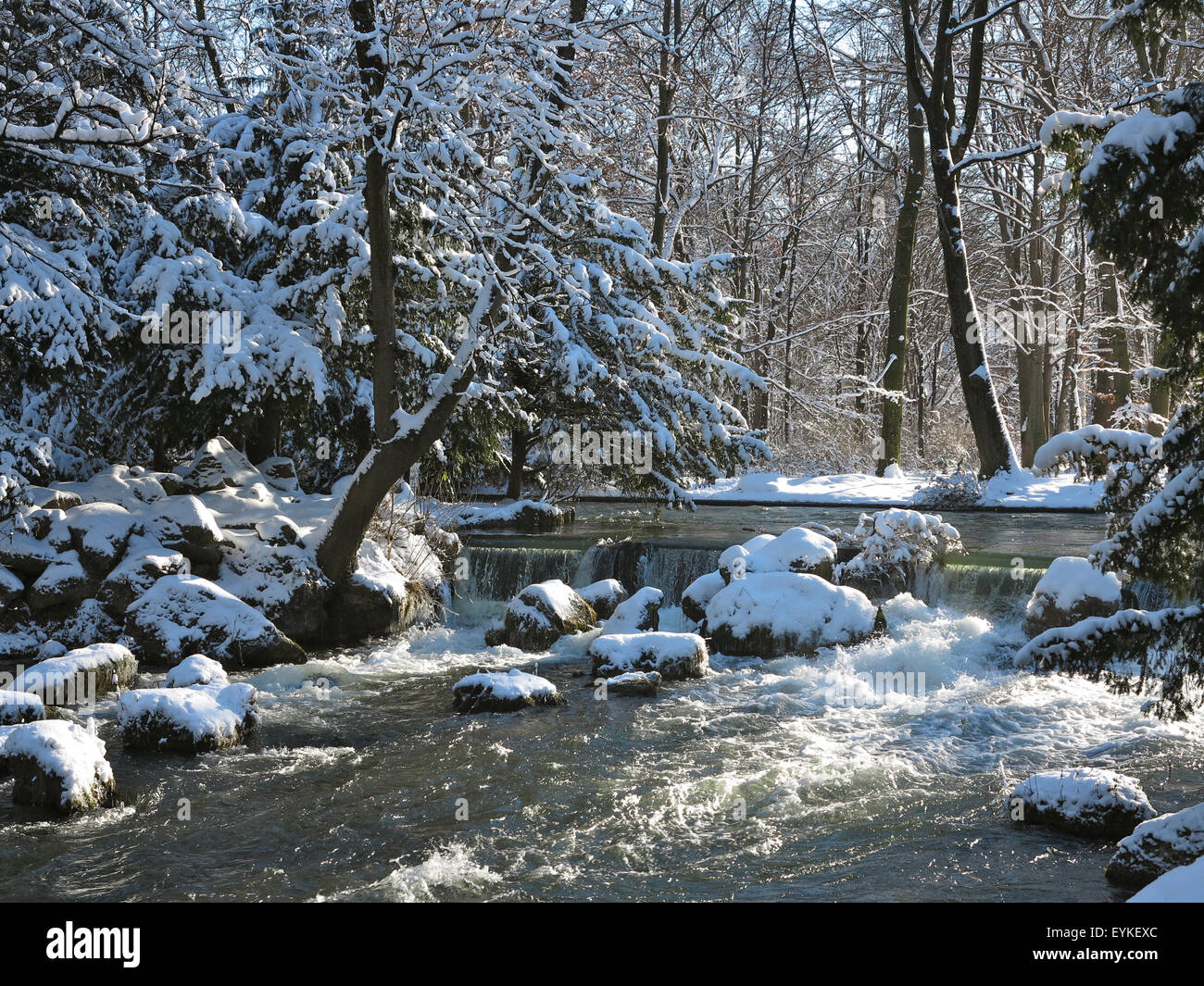 Deutschland, Oberbayern, München, Englischer Garten, inverno, Foto Stock