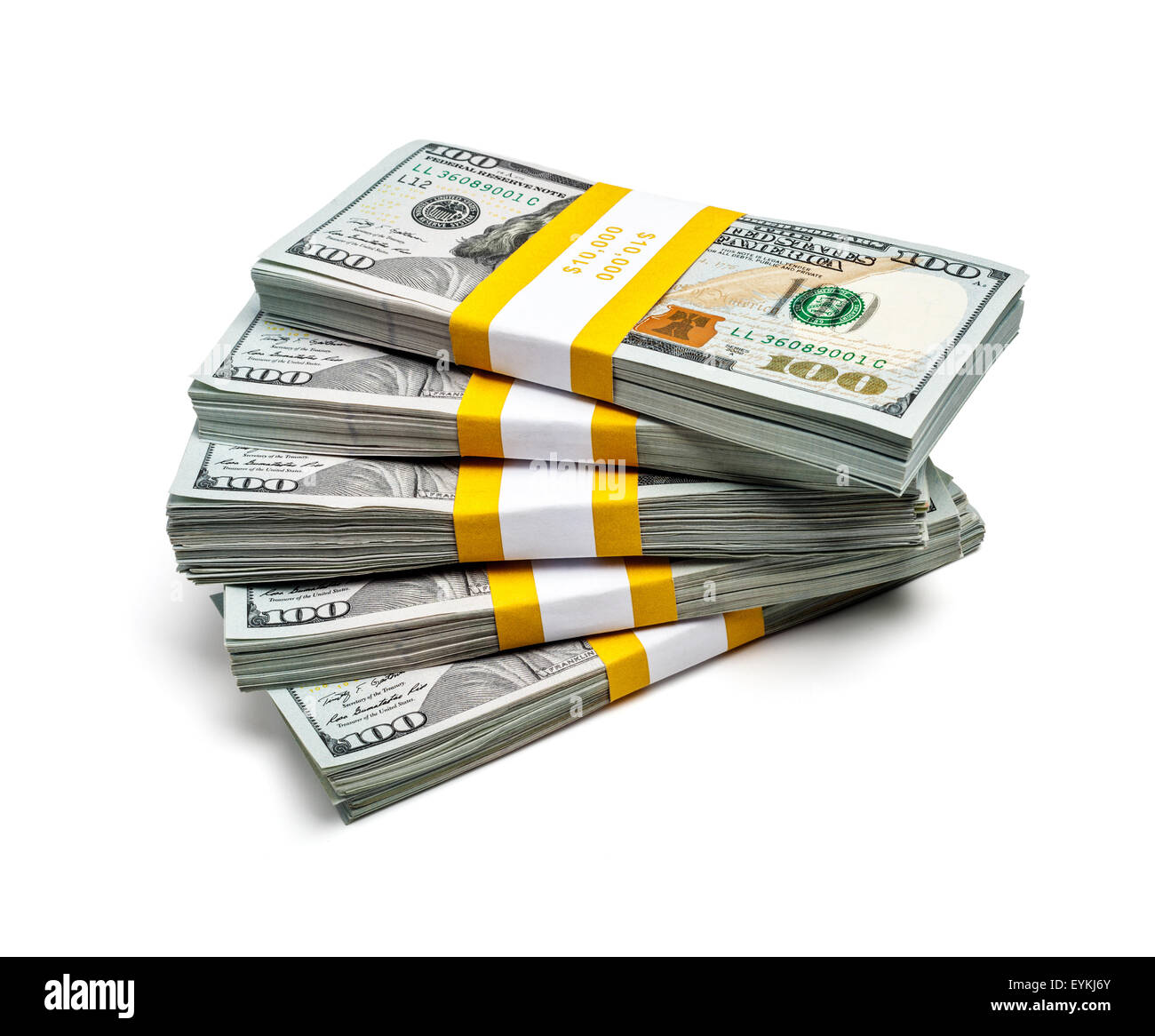Azienda creativa finanza fare soldi ricchezza concetto di successo - pila di mazzette di 100 dollari US 2013 edition banconote fatture Foto Stock