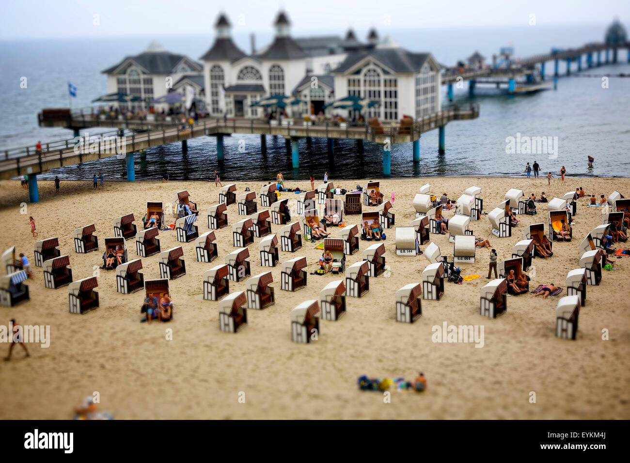 Località balneare Sellin su Rügen in stile Tilt-Shift, Foto Stock