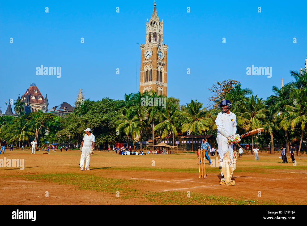 India Maharashtra, Mumbai (Bombay), partito di cricket sui Maidan Foto Stock