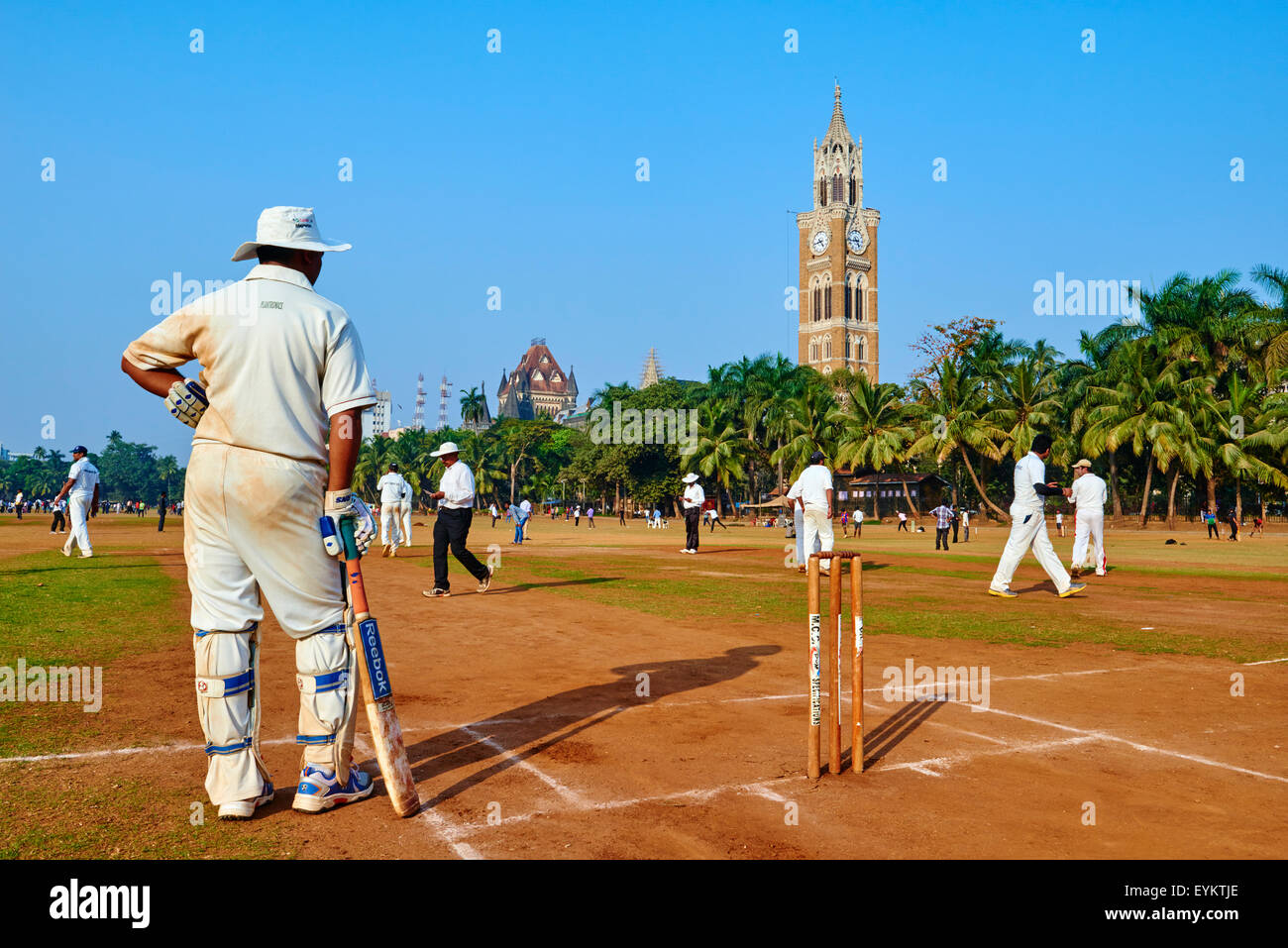 India Maharashtra, Mumbai (Bombay), partito di cricket sui Maidan Foto Stock