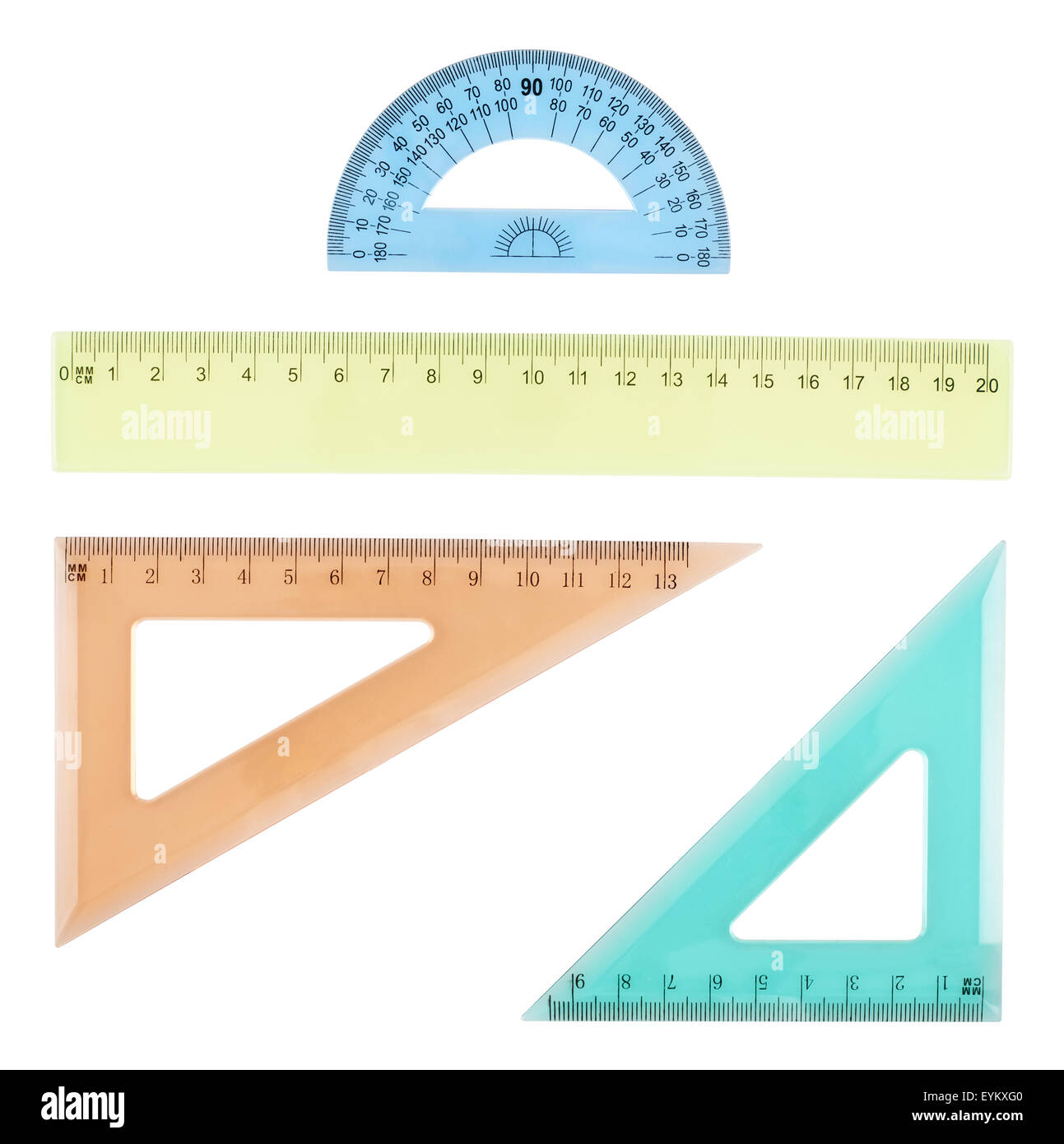 Serie di più i righelli in plastica Foto Stock