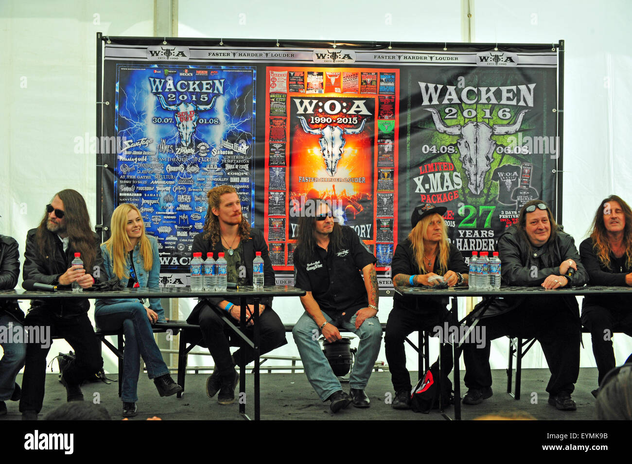 Intervista Pressezelt im, Wacken O. A. 2015, Wacken, Deutschland. Solo uso editoriale. Foto Stock