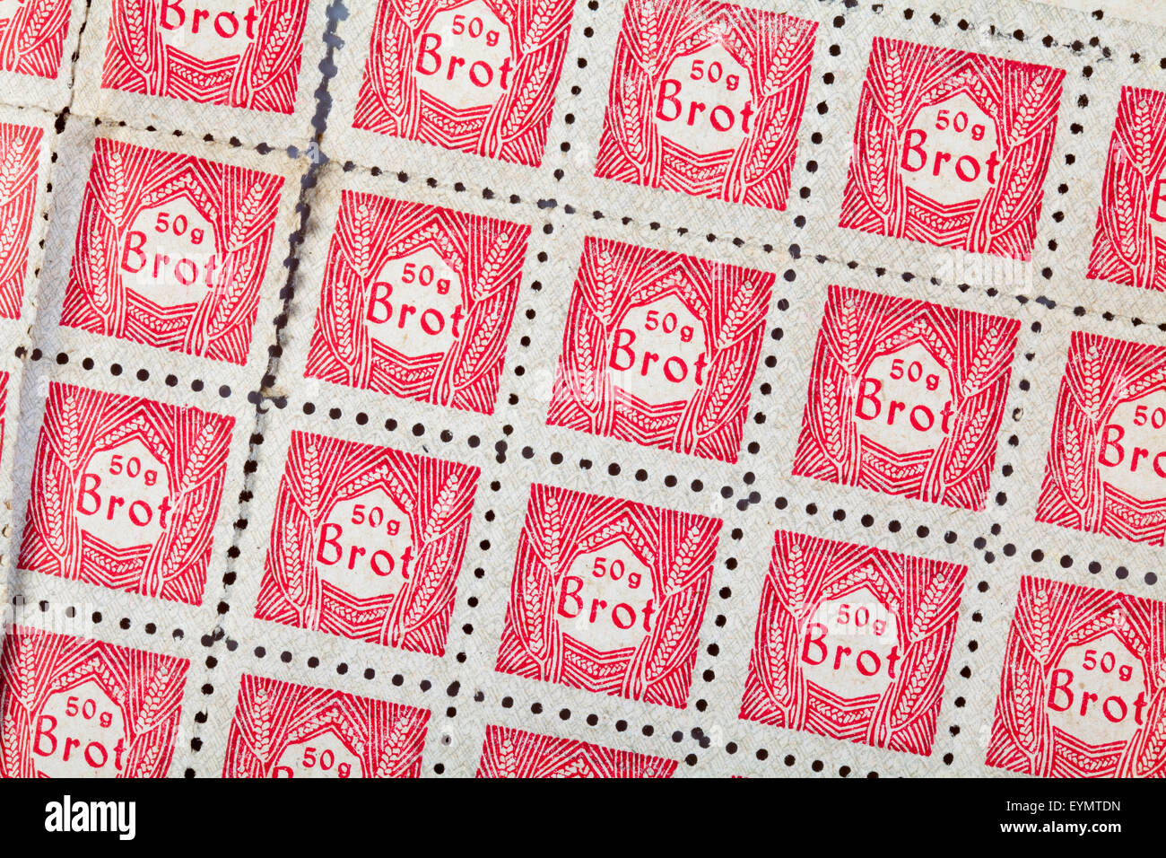 Post-guerra tessere di razionamento per acquistare prodotti per la nutrizione, 1950, Renania settentrionale-Vestfalia, nella Repubblica federale di Germania, Europa Foto Stock