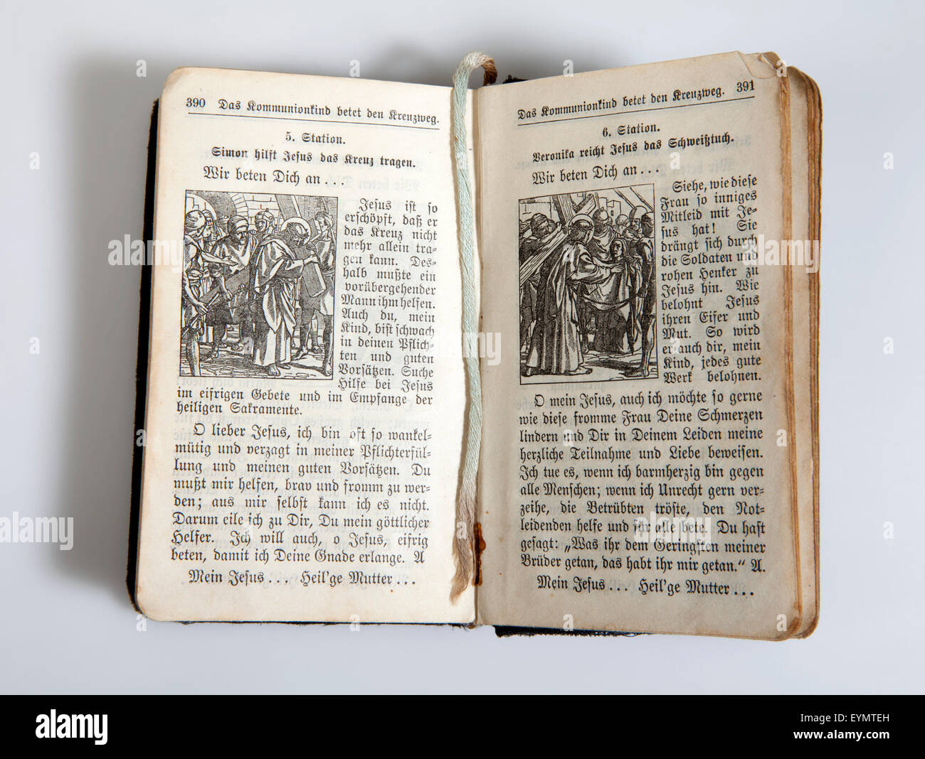 Vecchio cattolico libro di preghiera Foto Stock
