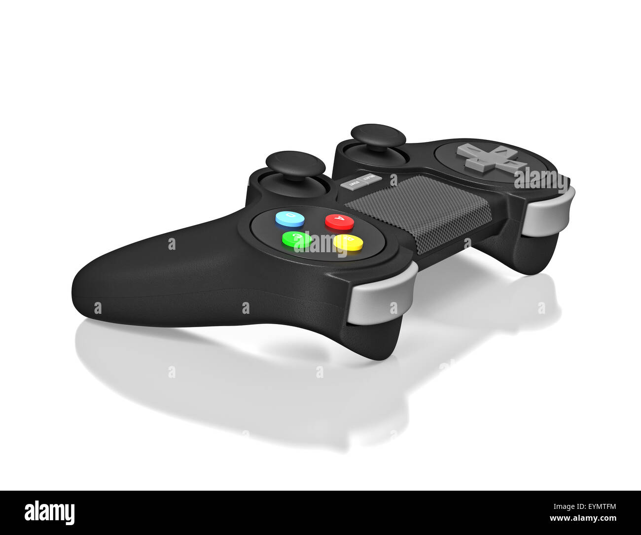 Joypad Gamepad per console per video game isolato su sfondo bianco con la riflessione Foto Stock