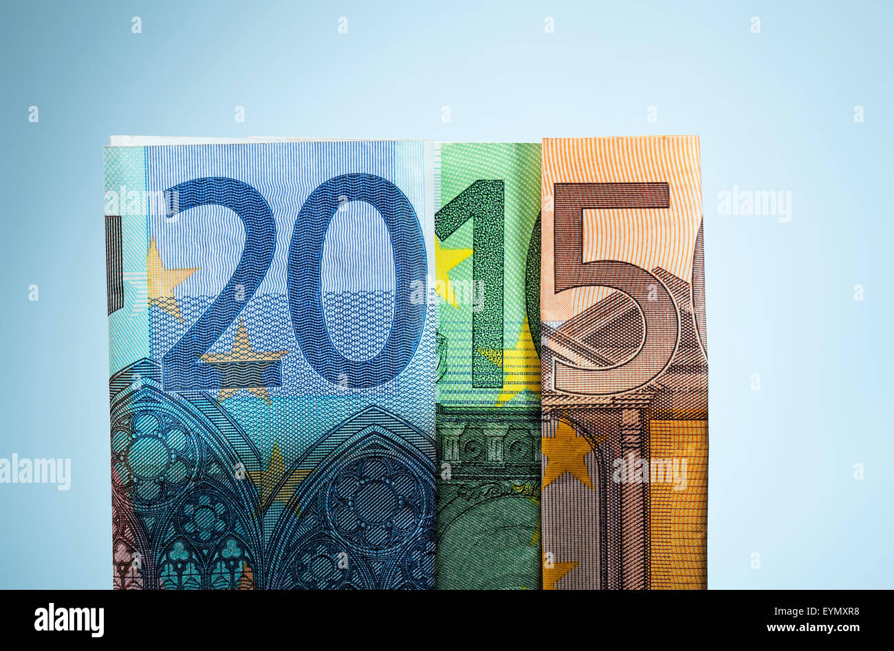 Numero 2015 fatta di 20 euro, 100 euro e 50 euro bills. Foto Stock