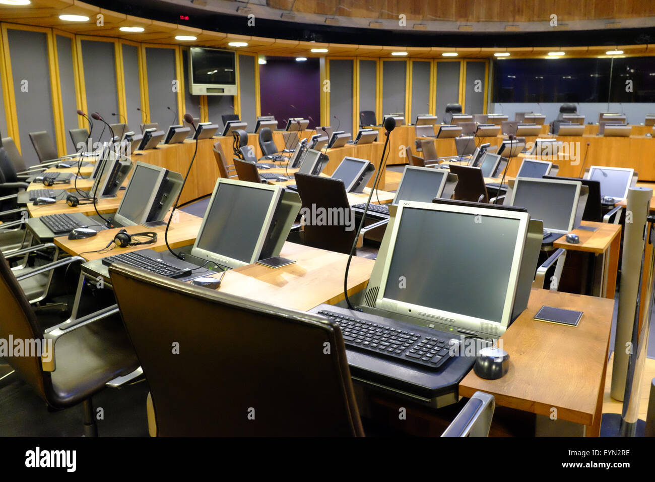 L'Aula di discussione del Senedd - L Assemblea Nazionale del Galles edificio, Cardiff Foto Stock