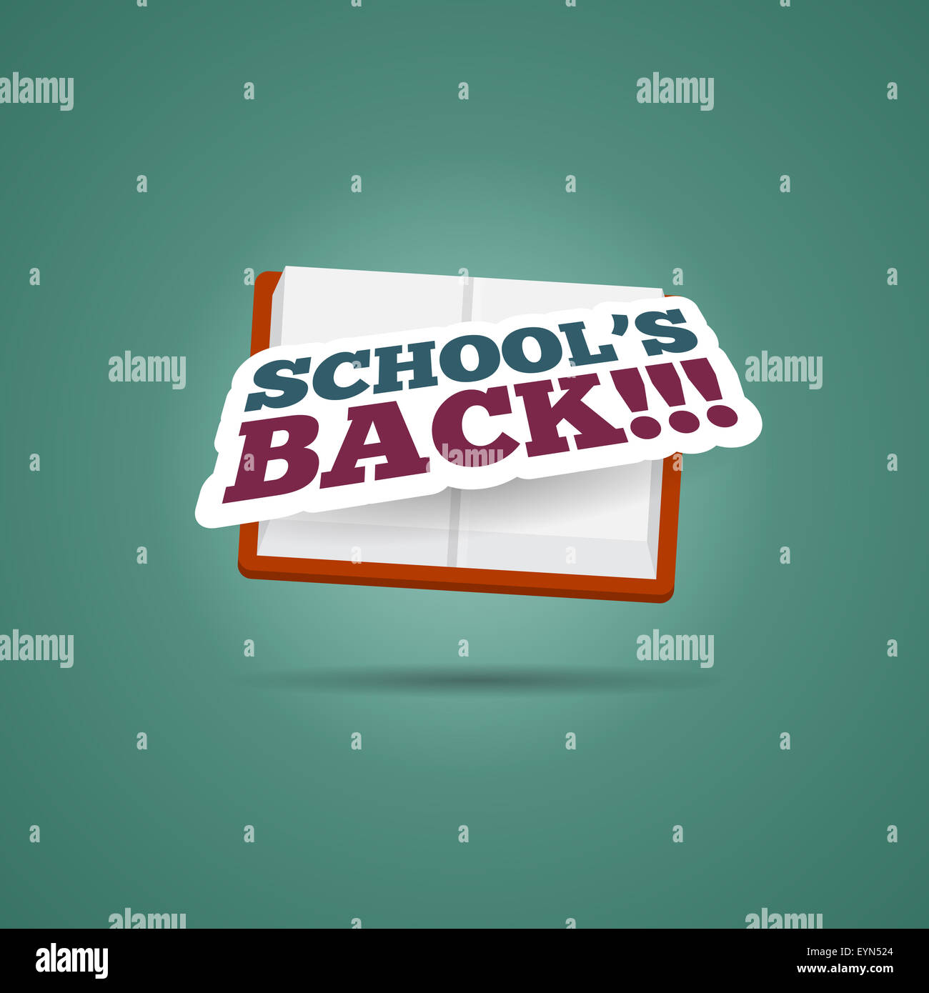 Illustrazione Vettoriale di icona a forma di libro con 'scuola retro dell' etichetta di testo. Foto Stock