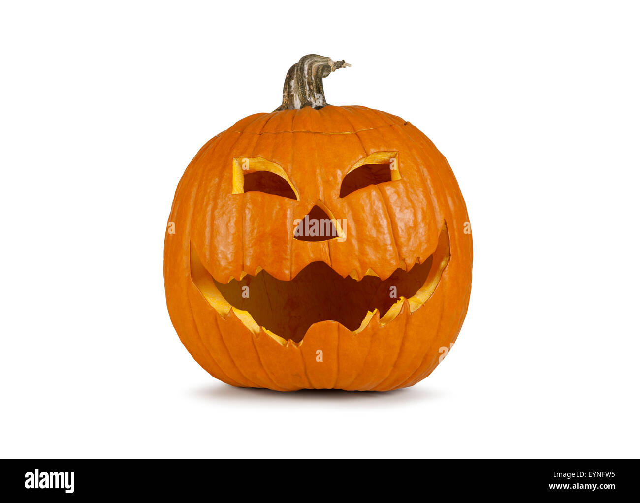 Jack O' Lantern isolato su sfondo bianco con ombra Foto Stock