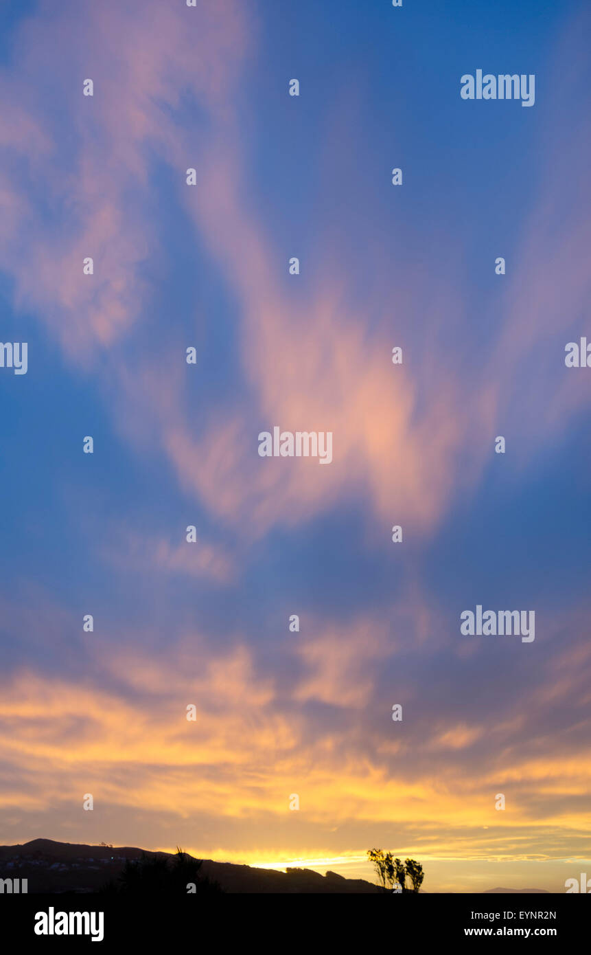 Tramonto, Titahi Bay, Porirua, Wellington, Isola del nord, Nuova Zelanda Foto Stock