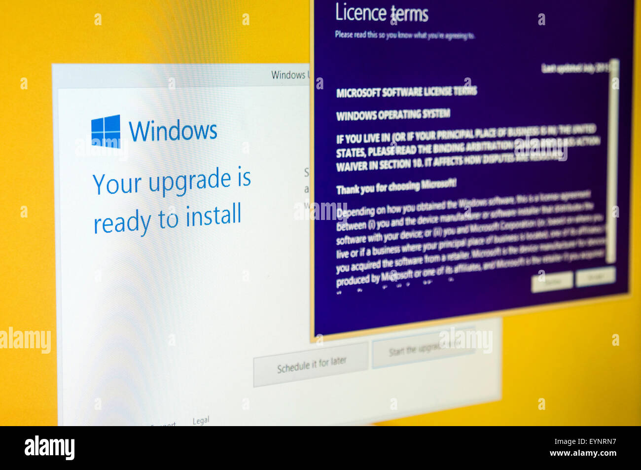 01 ago 2015 - Milioni di utenti di PC in tutto il mondo sono state installando Windows 10 come parte di un upgrade gratuito da Windows 7, 8 e 8.1. Foto Stock