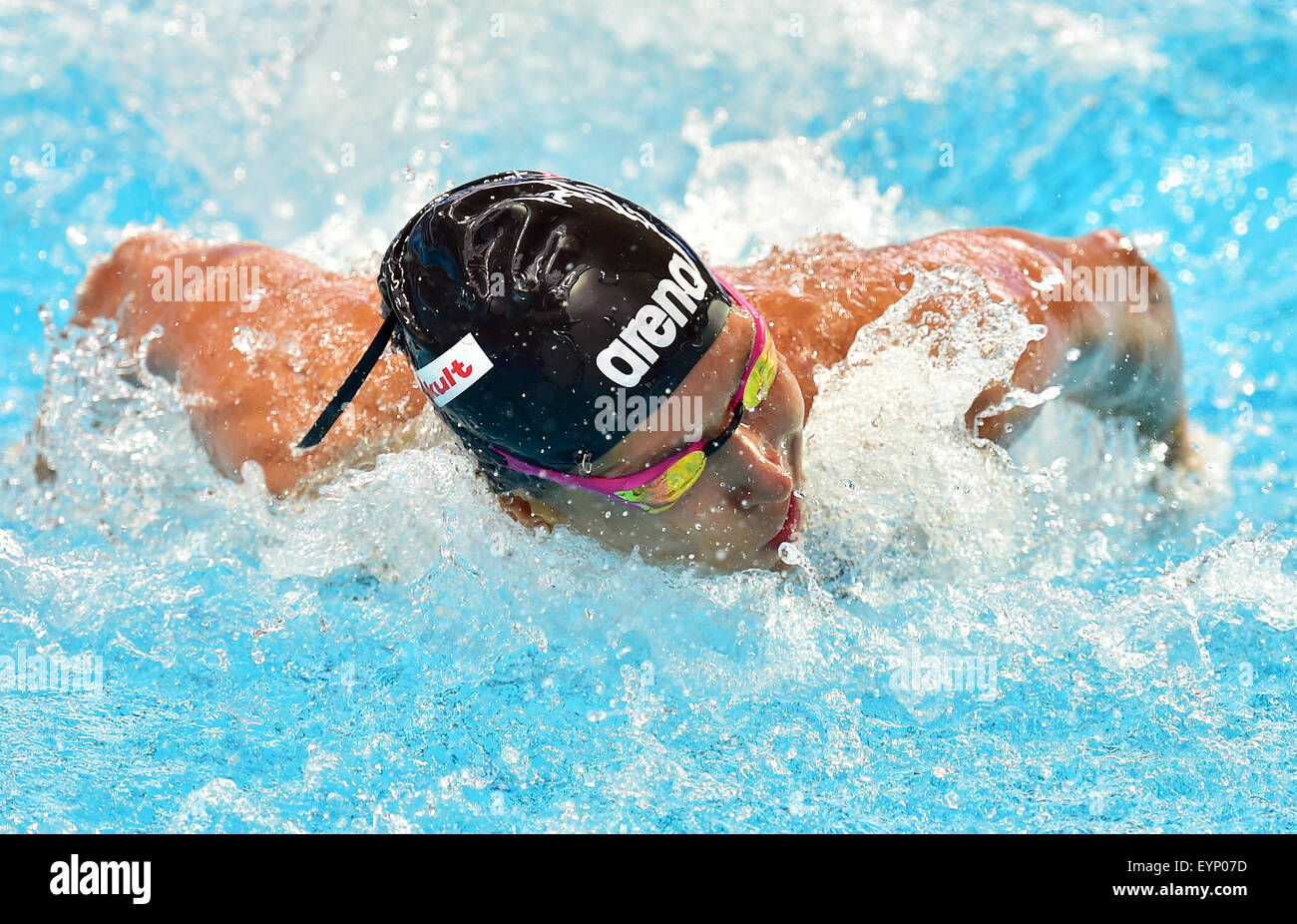 Kazan, Russia. 02Aug, 2015. Alexandra Wenk della Germania in azione durante le Donne 100m farfalla eliminatorie del XVI Campionati del Mondo di nuoto FINA a Kazan Arena di Kazan, Russia, 02 agosto 2015. Foto: Martin Schutt/dpa/Alamy Live News Foto Stock