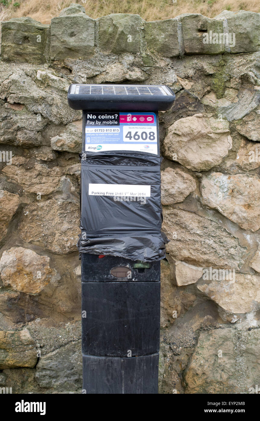 Parcometro fuori uso durante il periodo di bassa stagione periodo Foto Stock