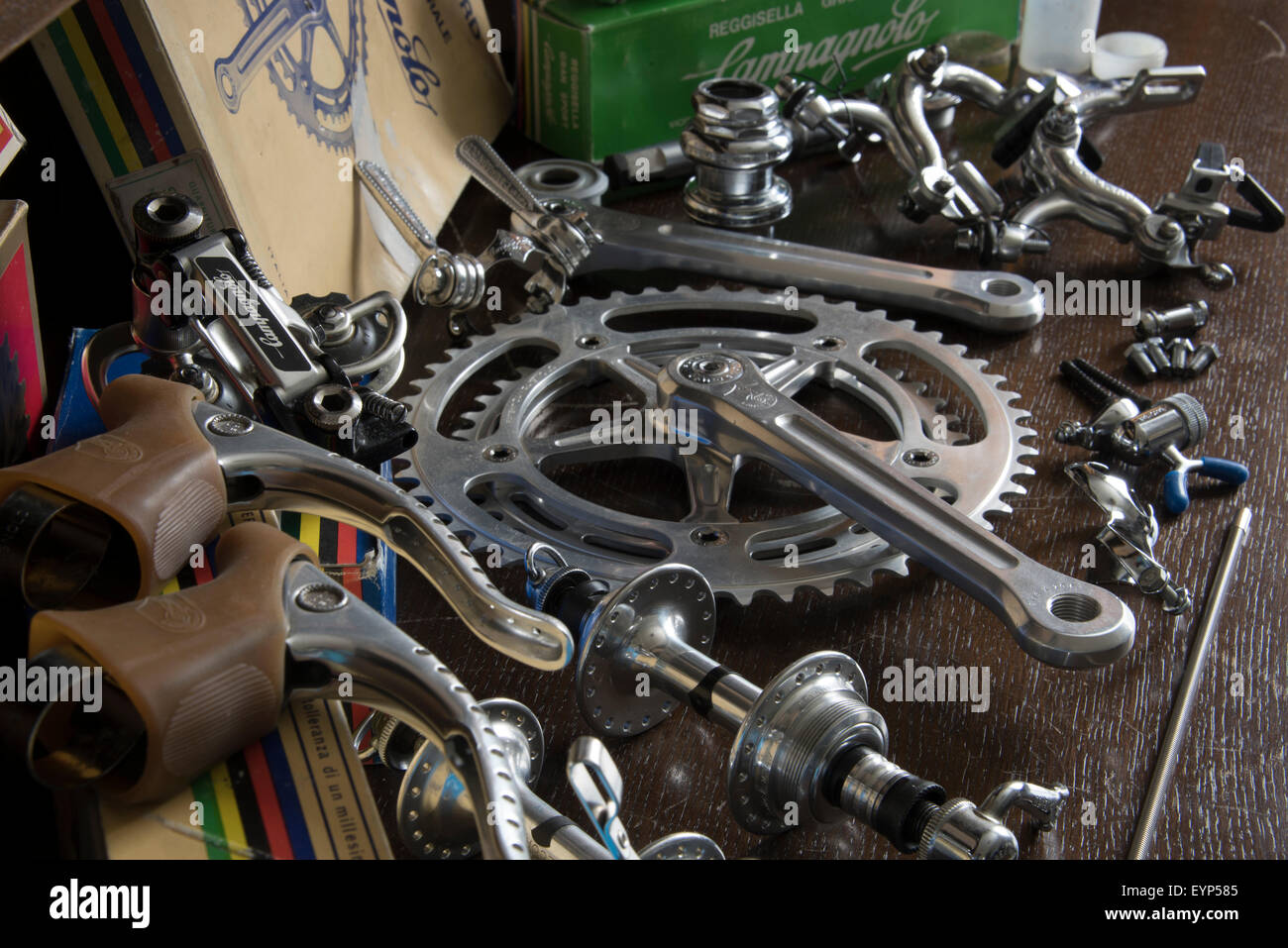 Classic Vintage Campagnolo componenti del ciclo. Foto Stock