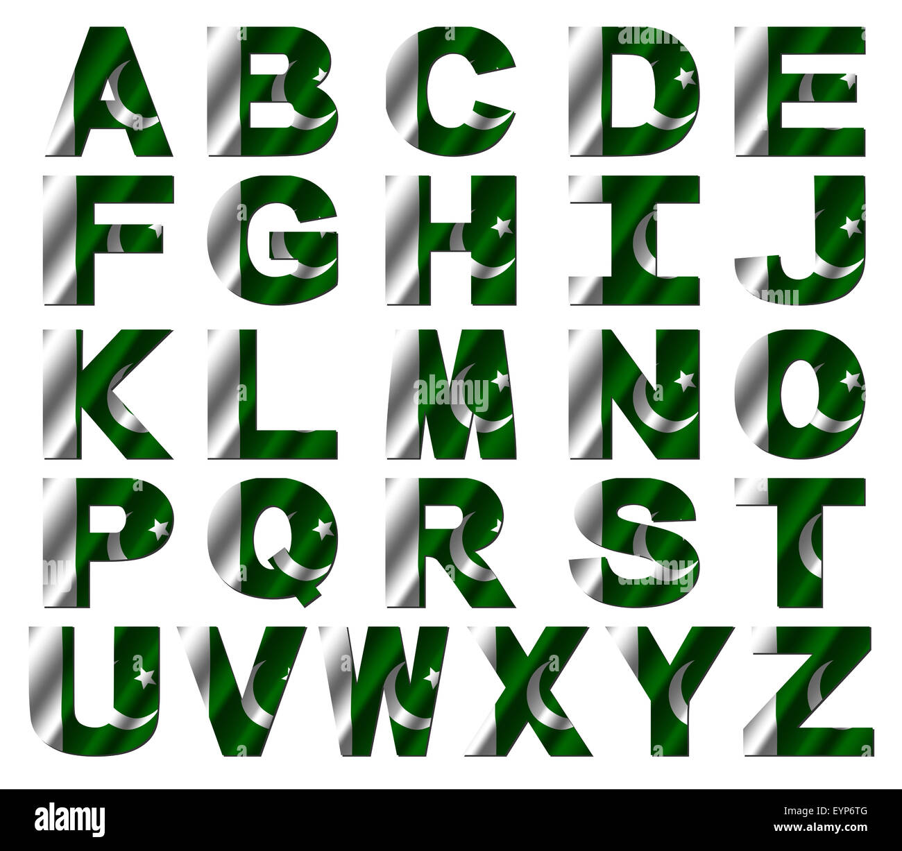 Il Pakistan bandiera font isolato su bianco illustrazione Foto Stock