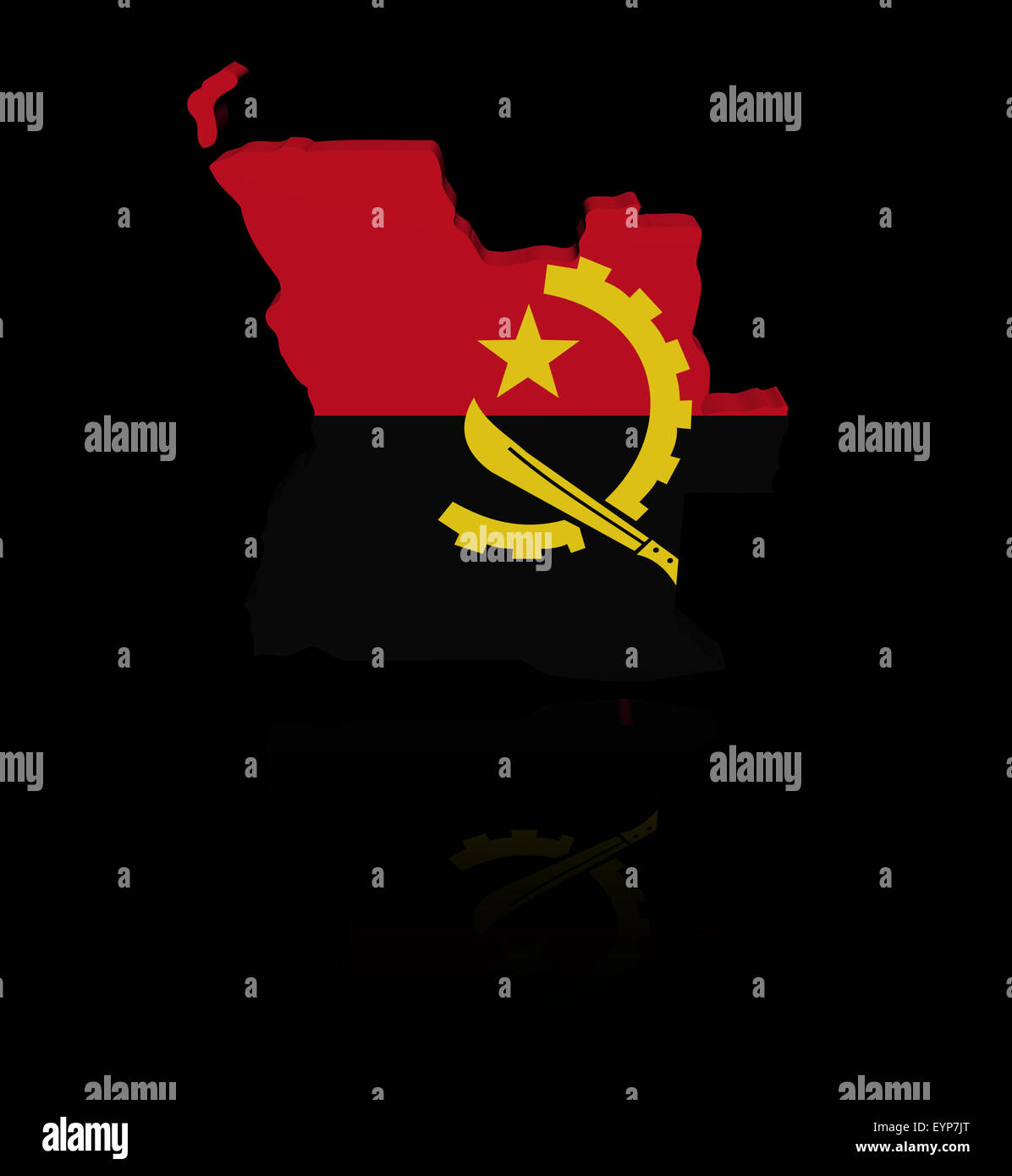 Mappa Angola bandiera con illustrazione di riflessione Foto Stock