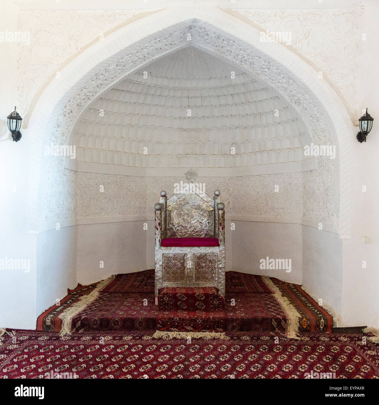Sala del Trono di Kunya Ark, Khiva, Uzbekistan Foto Stock