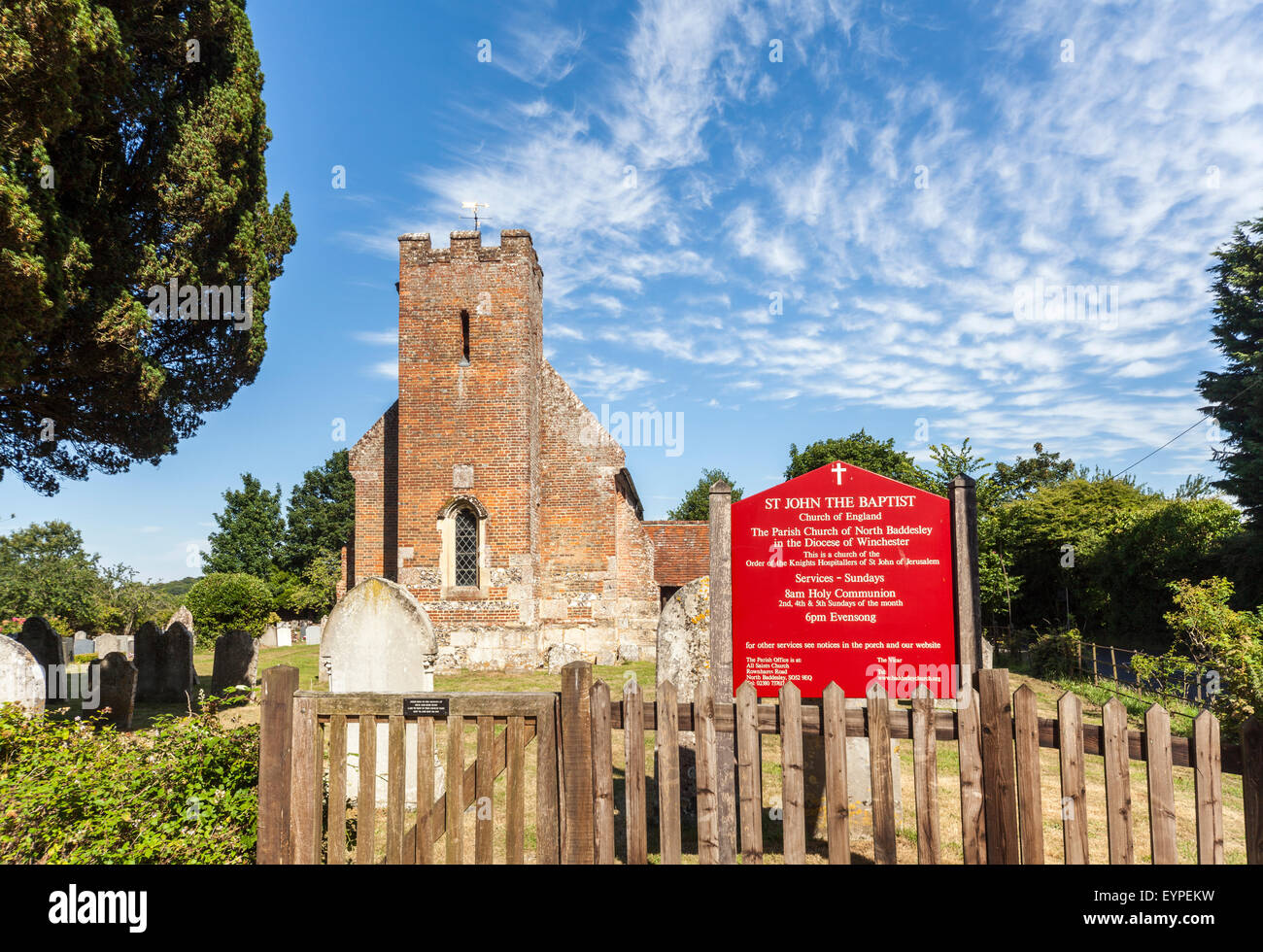 San Giovanni Battista, Chiesa dell'Ordine dei Cavalieri Ospitalieri di San Giovanni di Gerusalemme, North Baddesley, vicino a Romsey Foto Stock