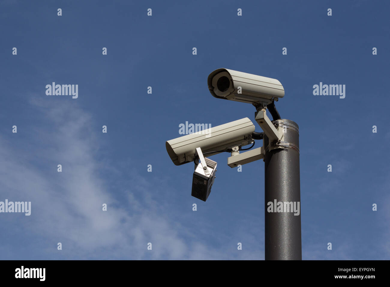 Telecamere di sicurezza, sorveglianza, telecamere CCTV Foto Stock