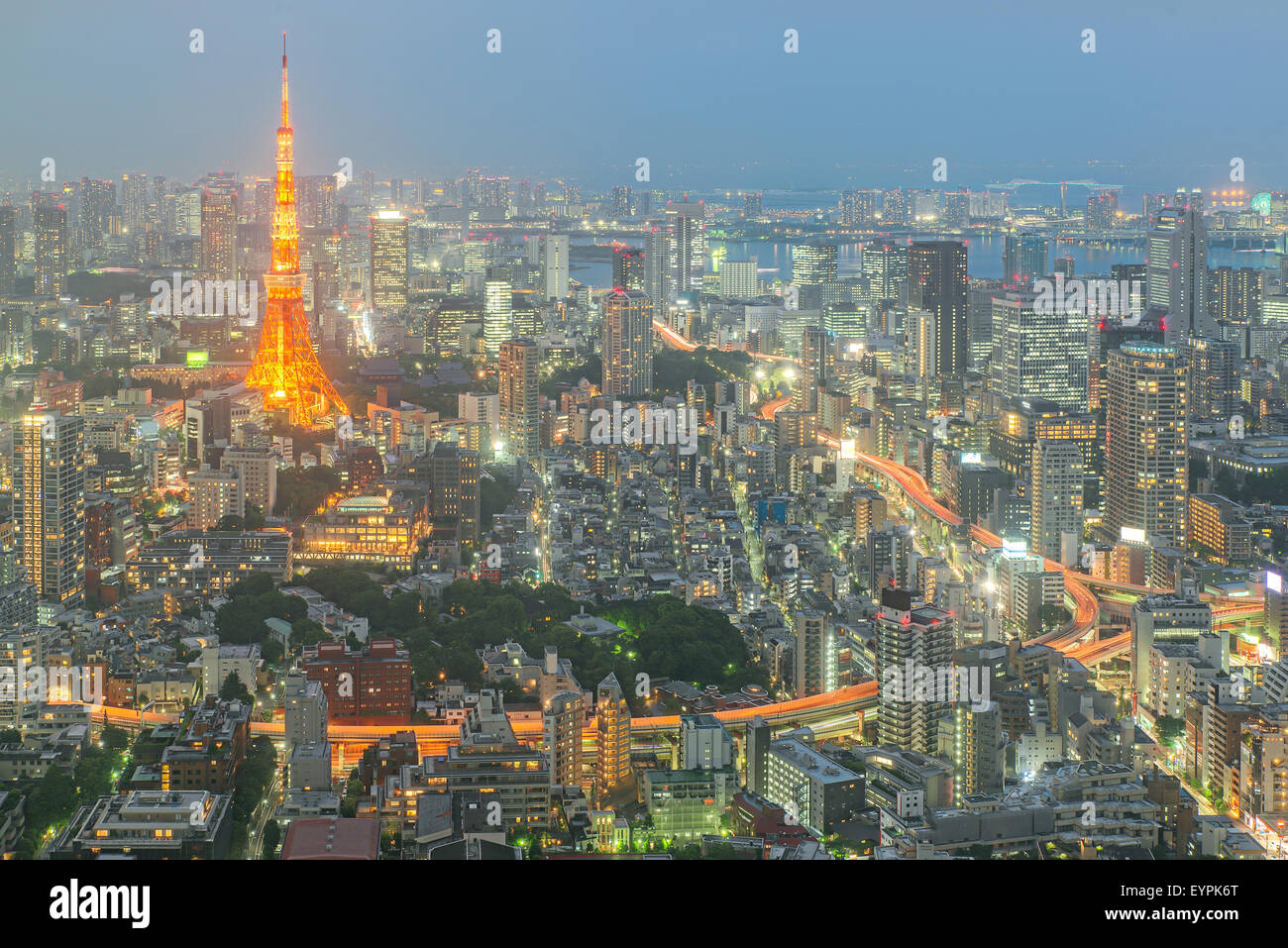 La torre di Tokyo di notte a Tokyo in Giappone Foto Stock