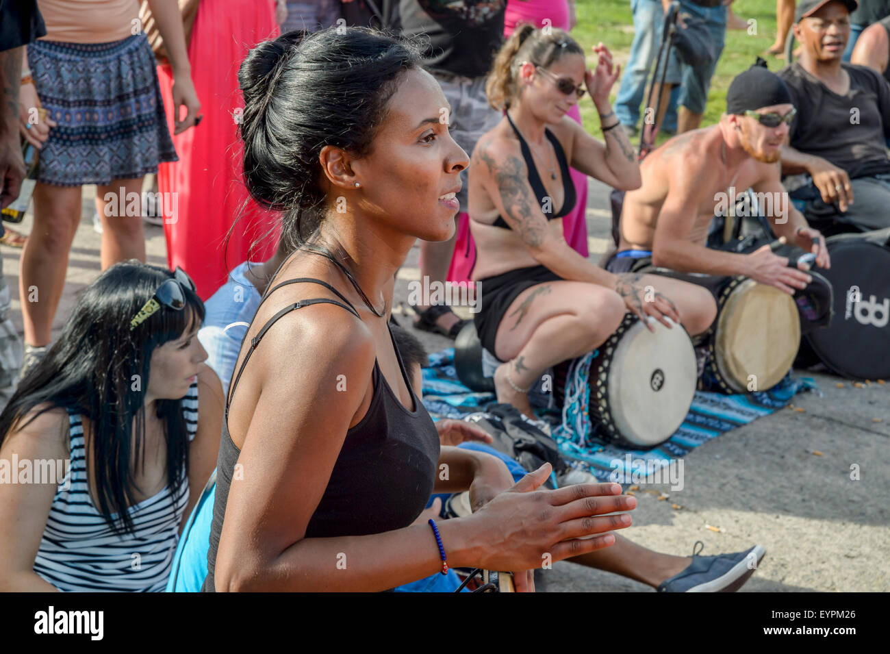 Montreal Tam-Tams in Mount Royal Park a Montreal, Canada. Foto Stock