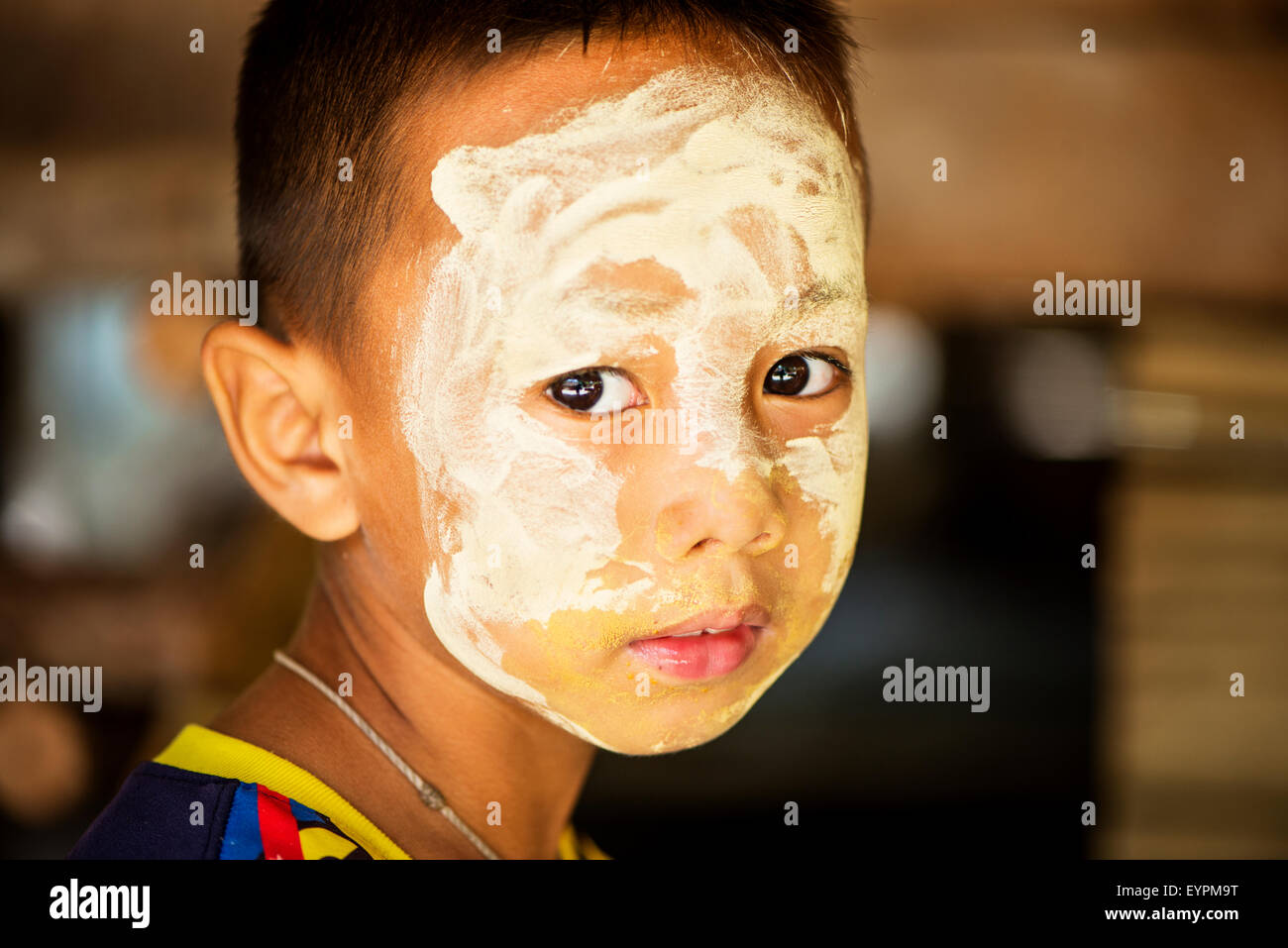 Kayan giovane ragazzo hilltribe. Foto Stock