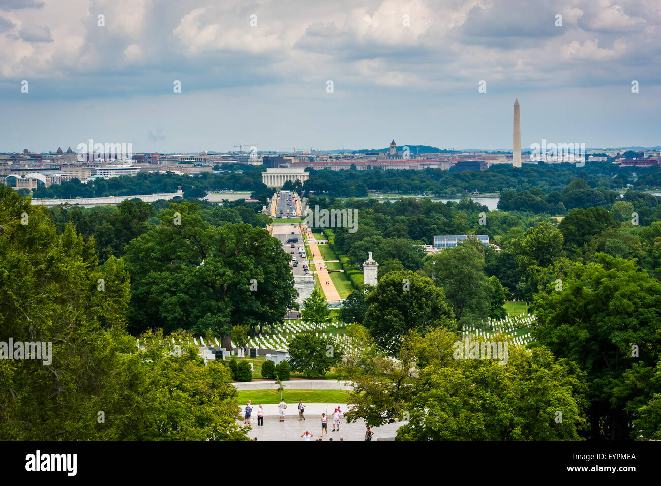 Vista di Washington DC da Arlington National Cemetery, in Arlington, Virginia. Foto Stock