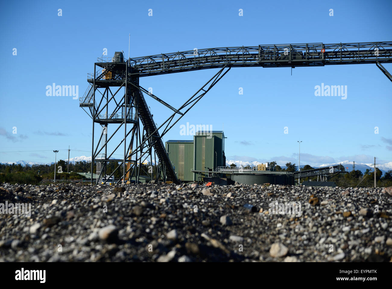 Nastro trasportatore per infrastruttura loadout strutture in una miniera di carbone Foto Stock