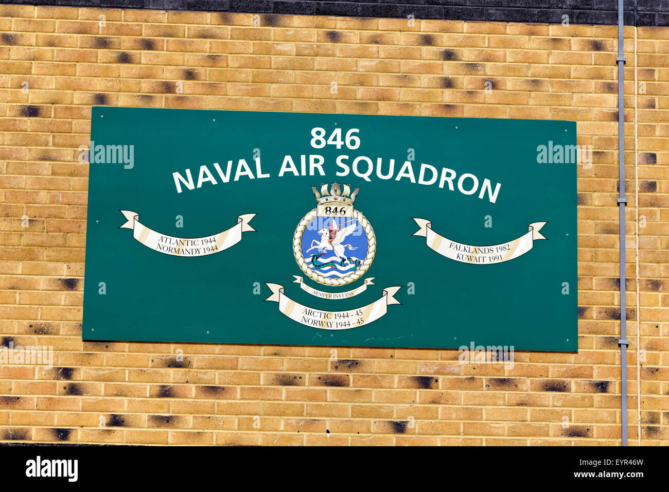 846 Naval Air Squadron segno a RNAS Yeovilton, Somerset, Regno Unito. Foto Stock