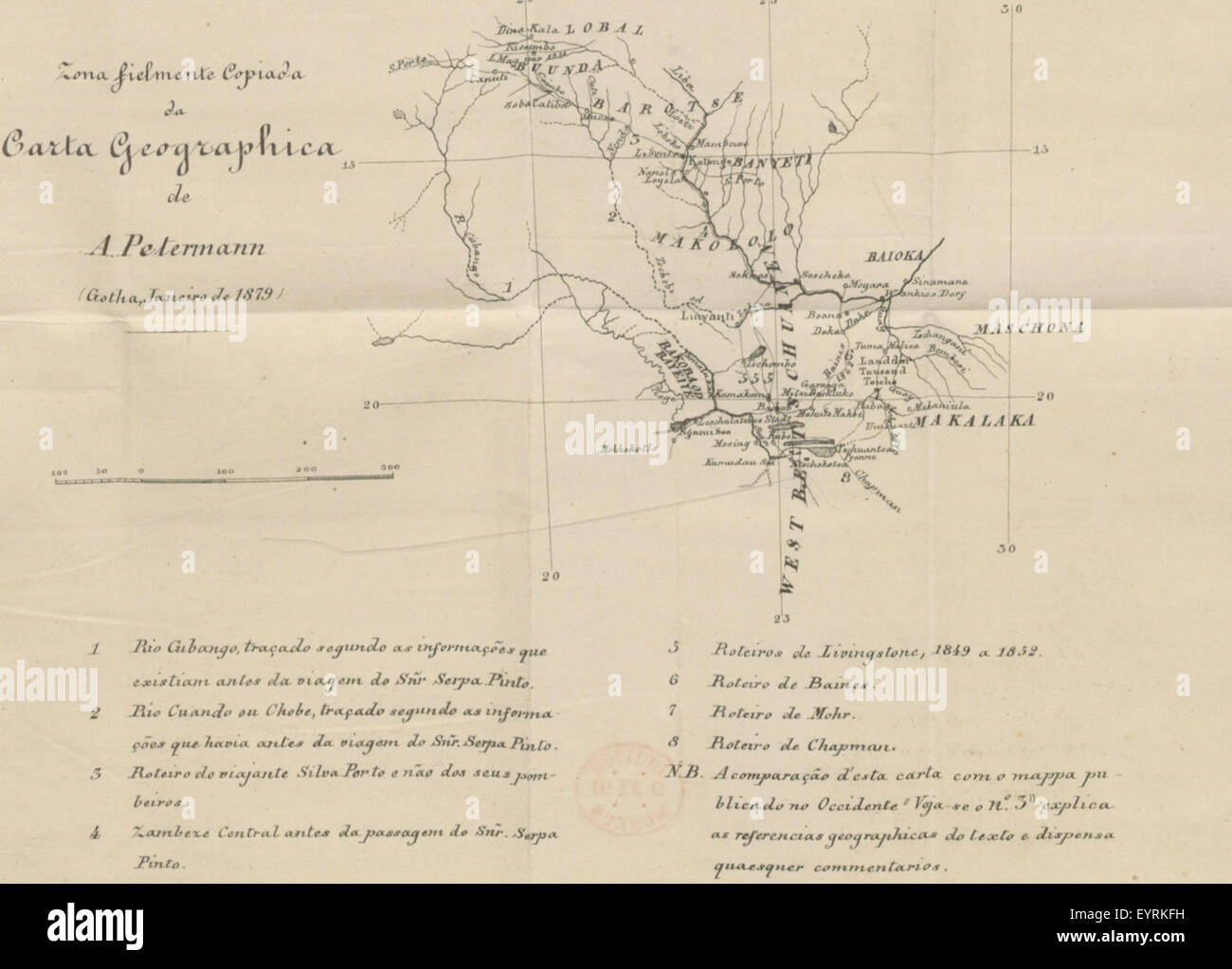 Un'immagine da pagina 911 di "AS Conferências e o Itinerário do Viajante", che documenta i viaggi di Serpa Pinto attraverso l'Africa meridionale da giugno a dicembre 1878, inclusi studi critici e mappe. Foto Stock