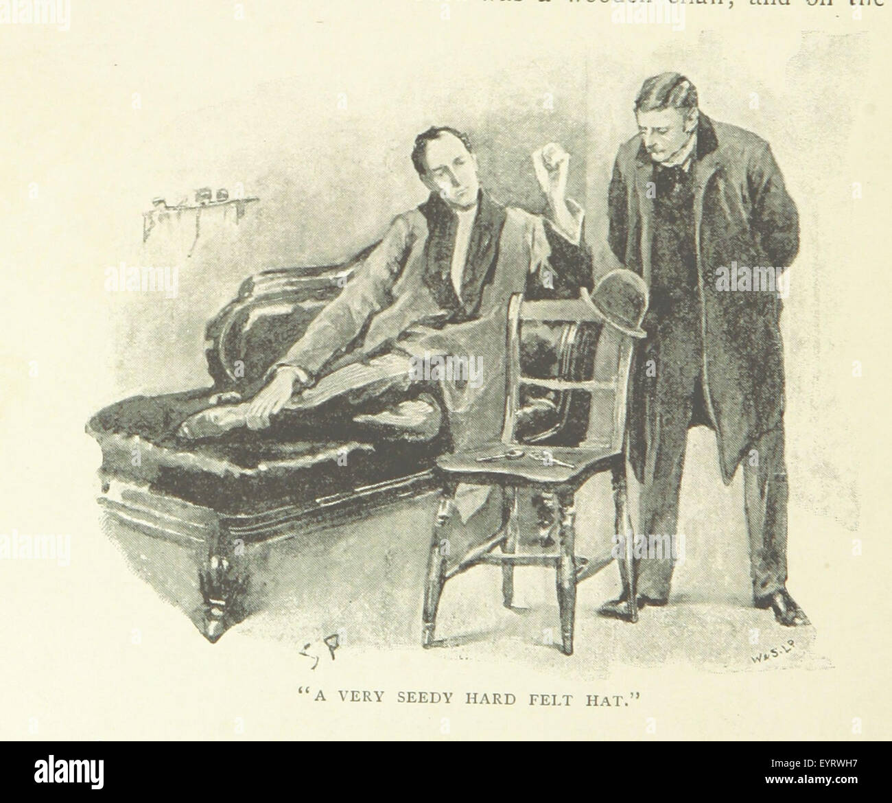 Pagina 166 di "le avventure di Sherlock Holmes" presenta un'illustrazione relativa a una delle famose storie di Sherlock Holmes, che cattura una scena iconica delle avventure del detective nella Londra vittoriana. Foto Stock