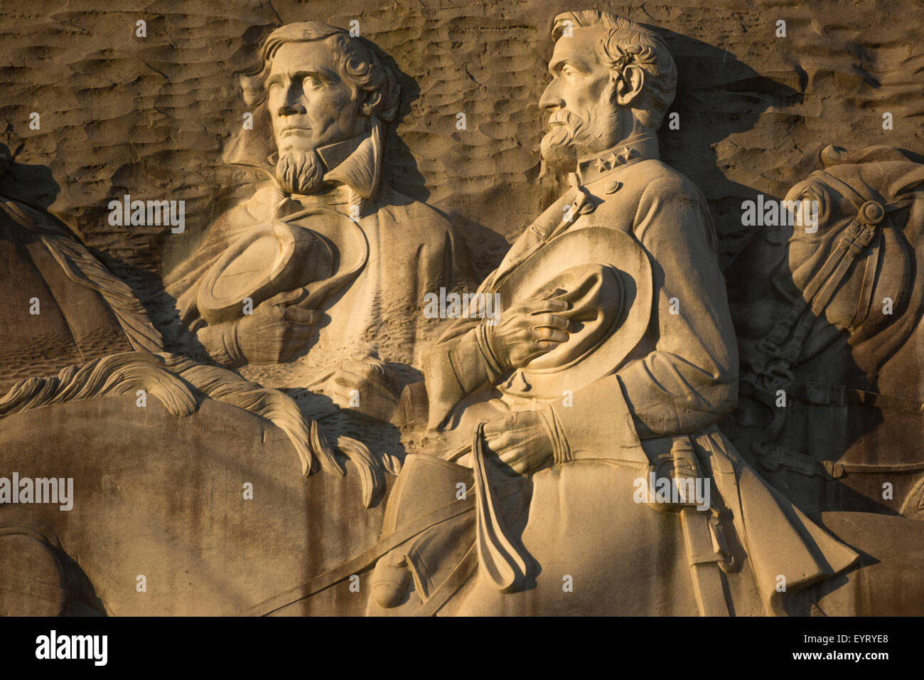 Bassorilievo carving confederato della guerra civile americana leader Stone Mountain State Park DEKALB COUNTY GEORGIA USA Foto Stock