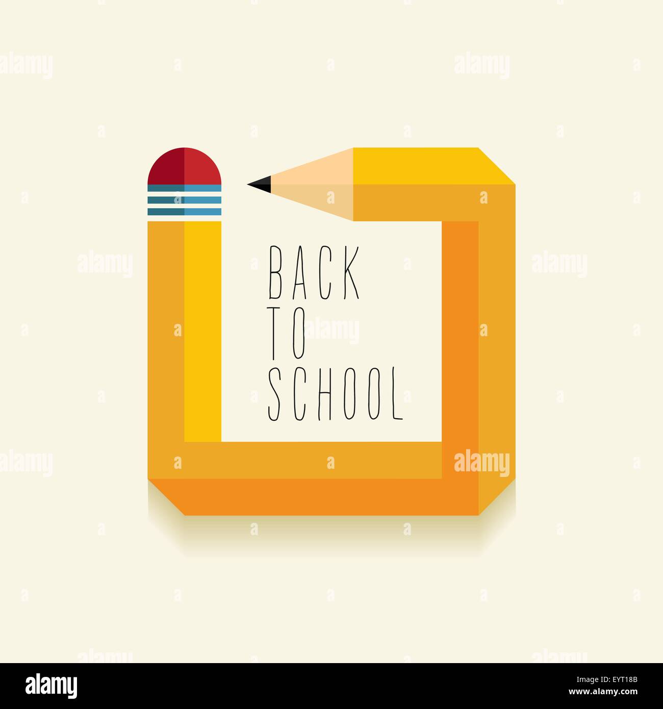 Si torna a scuola concetto con creative impossibile forma a matita illustrazione. Ideale per i banner web, istruzione per la copertina del libro e il poster Illustrazione Vettoriale