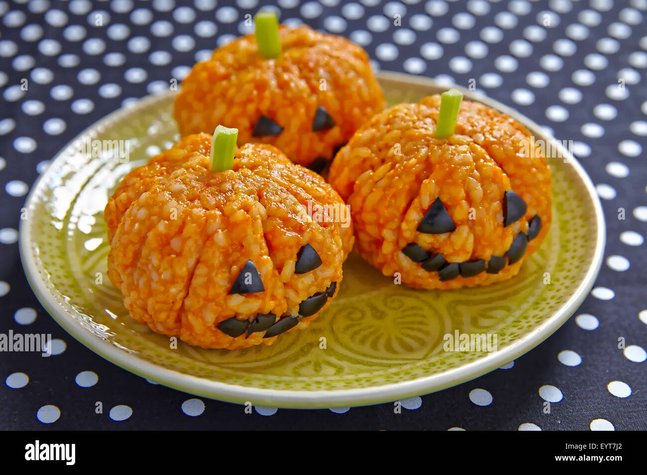 La zucca palla di riso Jack O lanterne Foto Stock