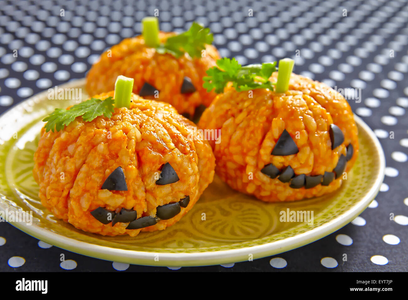 La zucca palla di riso Jack O lanterne Foto Stock